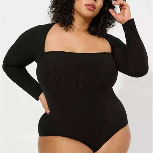 Torrid Size 2x Black Super Soft Ribbed Long Sleeve Bolero Bodysuit - Picture 1 of 7